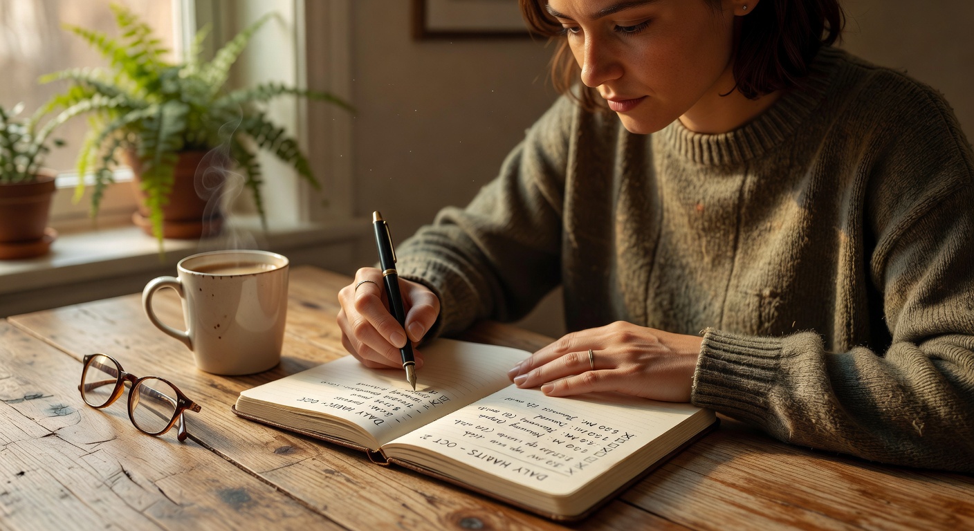 Daily habit journal open on a desk